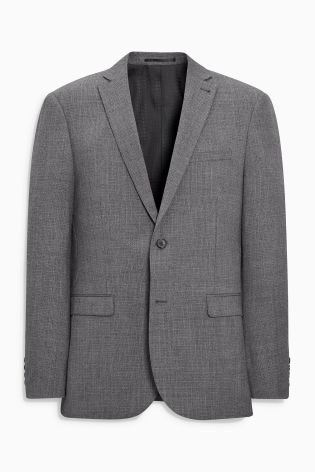 Light Grey Textured Tailored Fit Suit: Jacket